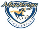 A logo of the mustangs soccer team.