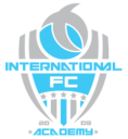 A blue and white logo of an international academy.