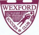 A red and white logo for the wexford soccer club.