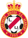 A red and white soccer ball on top of a crest.