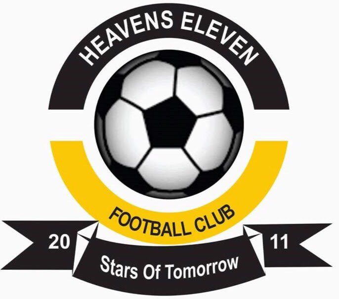 Heavens Eleven logo A black and white logo of a soccer ball.
