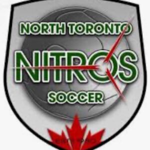 Logo of North Toronto Nitros Soccer with a maple leaf.