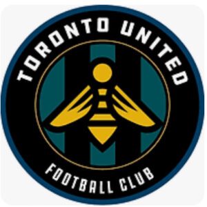 Toronto United Football Club circular logo with a stylized figure and bold text.