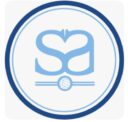 A blue and white logo with stylized 'sa' letters inside a circle.