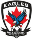 Logo of Bradford Eagles Soccer Club with an eagle and maple leaf.