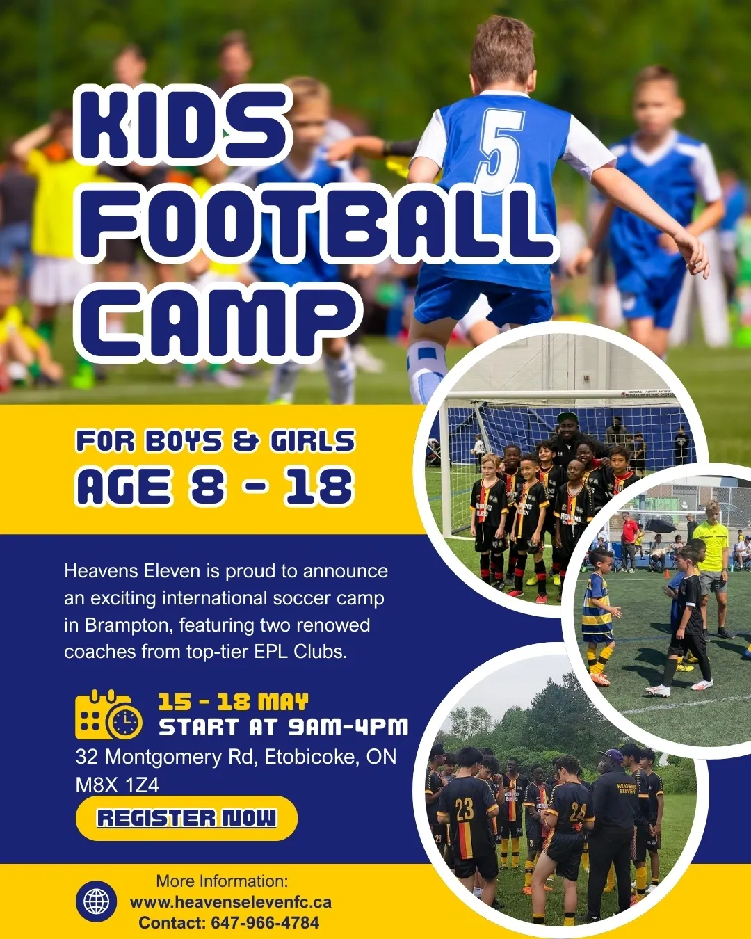 Youth football camp for boys and girls aged 8-18 at Betzdorf City Park.