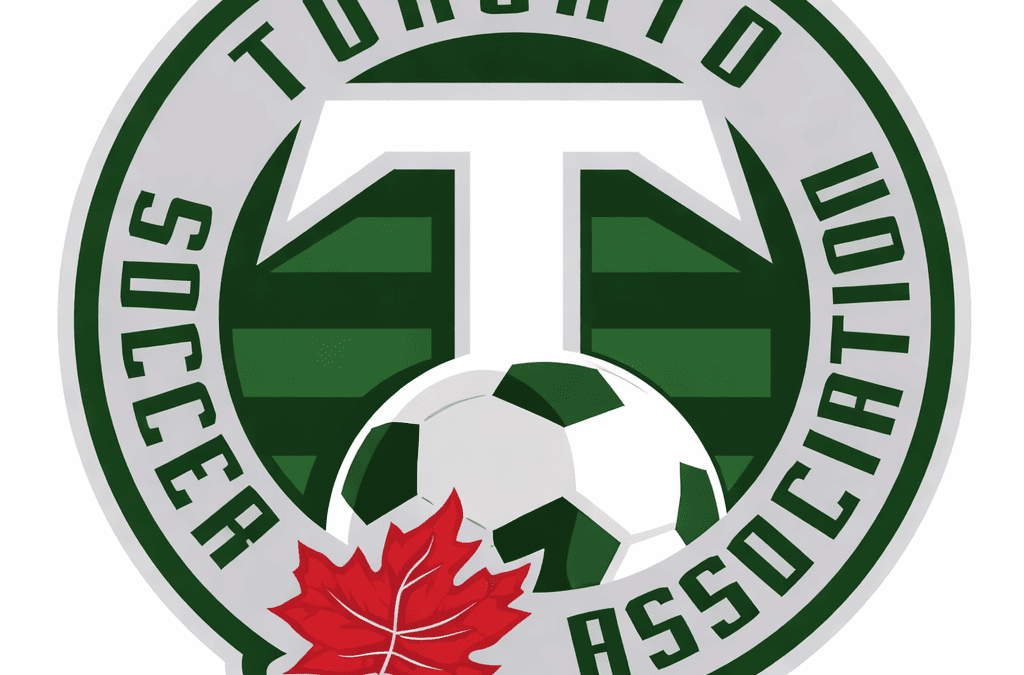 Logo of the Toronto Soccer Association featuring a soccer ball and maple leaf.